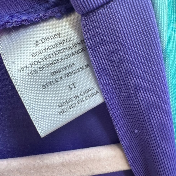 NWOT Disney Princess 3T Ariel Mermaid Swim Rashguard Short Sleeve BathingsuitTop - Picture 8 of 8